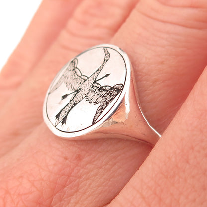 925 Sterling Silver Vintage The Great Wandering Albatross Bird Ring Size 6.5