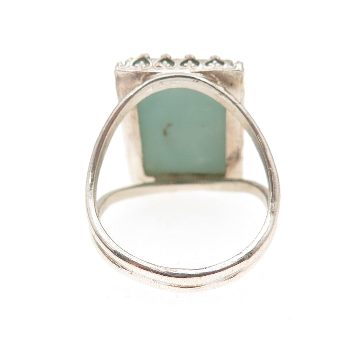 925 Sterling Silver Vintage Real Aventurine Oxidized Ring Size 8.25