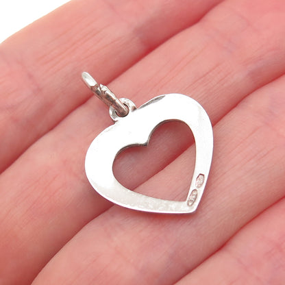 925 Sterling Silver Vintage Italy Open Heart Mini Charm Pendant