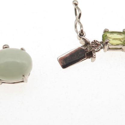 925 Sterling Silver Vintage Real Cabochon Jade & Oval-Cut Peridot Bracelet 7.5"