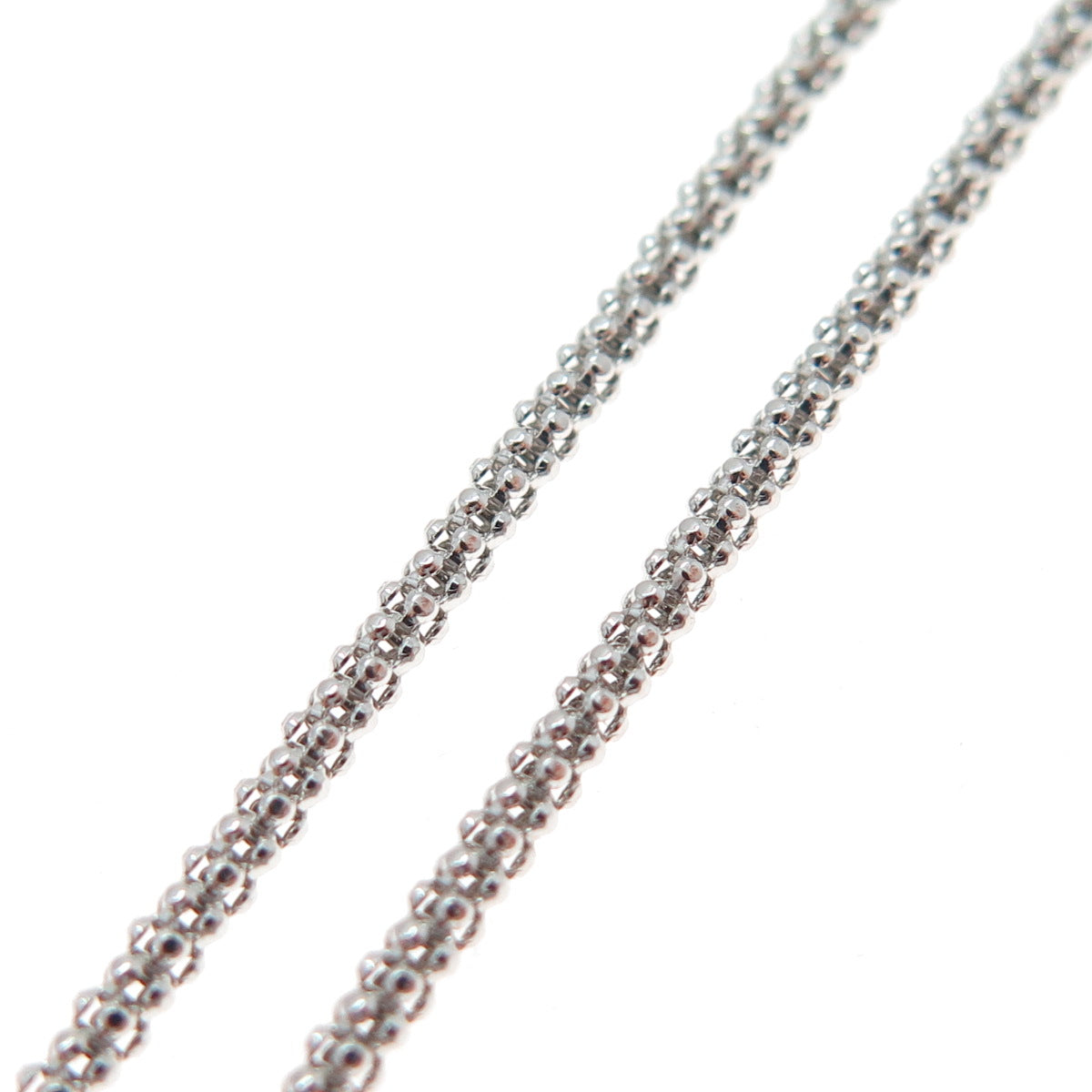 925 Sterling Silver Italy Round-Cut C Z Popcorn Chain Lariat Necklace 16"