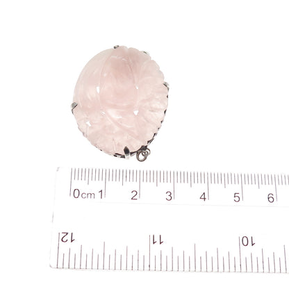 925 Sterling Silver Antique China Real Carved Rose Jade Floral Box Lock Clasp