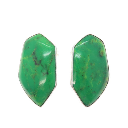JAY KING DESERT ROSE 925 Sterling Silver Vintage Real Green Turquoise Earrings