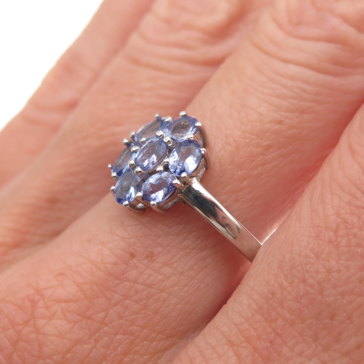 Chuck Clemency 925 Sterling Silver Real Oval-Cut Tanzanite Ring Size 8.25