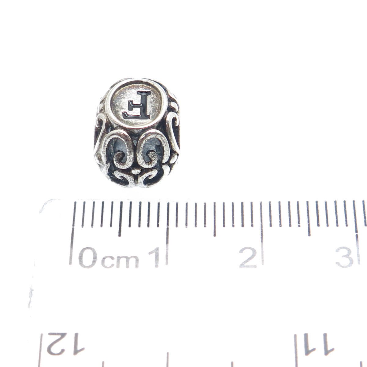 CHAMILIA 925 Sterling Silver Letter F Initial Ornate Bead Charm