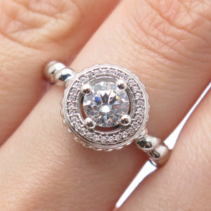925 Sterling Silver Round-Cut C Z Circle of Life Promise Ring Size 7