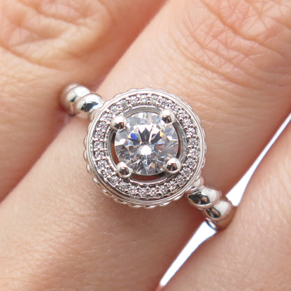 925 Sterling Silver Round-Cut C Z Circle of Life Promise Ring Size 7