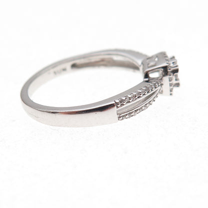 Sun 925 Sterling Silver Real Round-Cut Diamond Engagement Ring Size 7