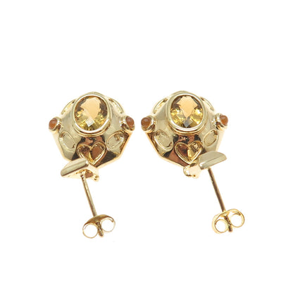 925 Sterling Silver Gold Plated Real Citrine & Opal Dangle Earrings