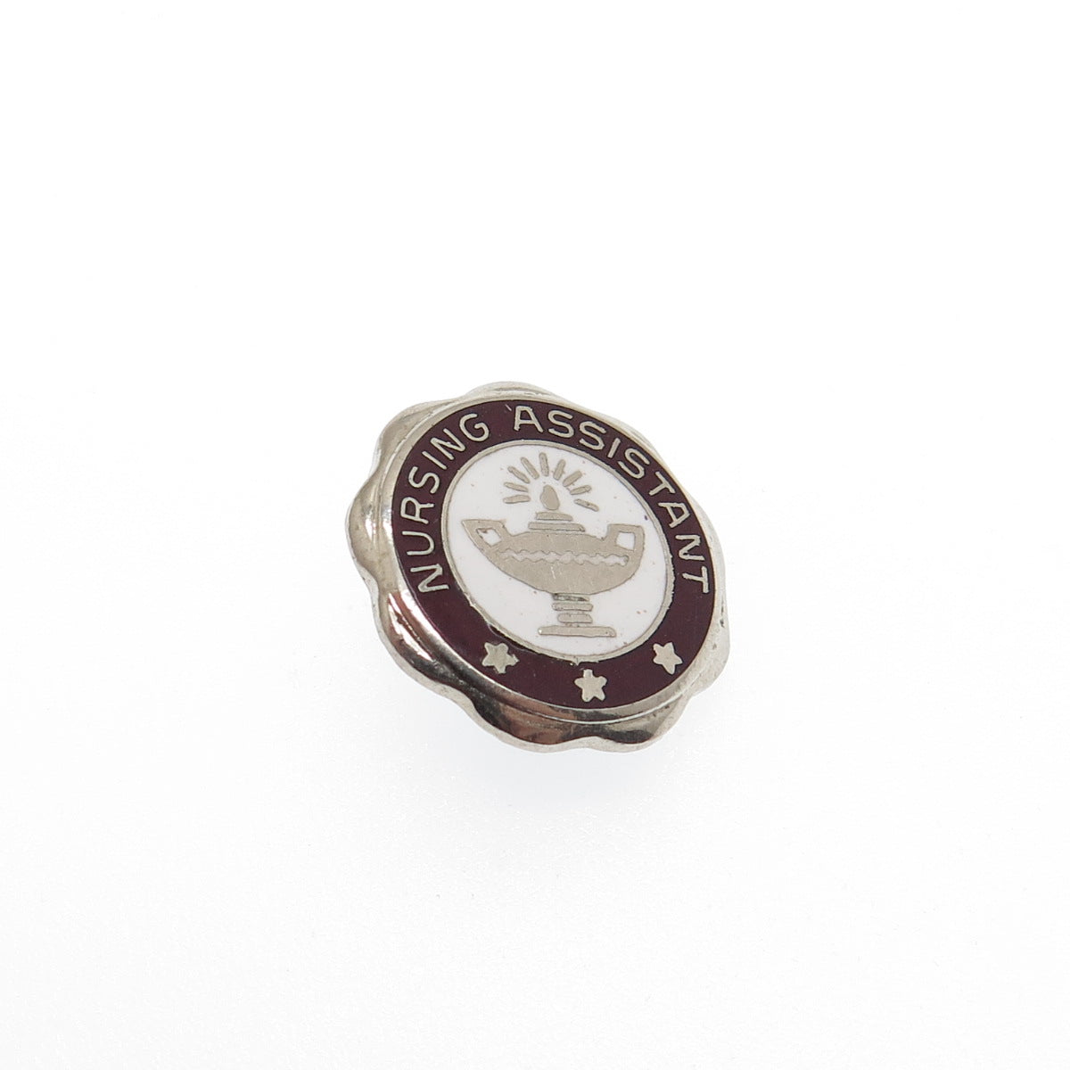 BALE 925 Sterling Silver Vintage 1977 Enamel Nursing Assistant Lapel Pin Brooch