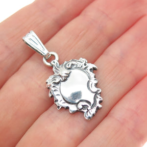 IC James Craig 925 Sterling Silver Vintage Art Deco Style Oxidized Charm Pendant