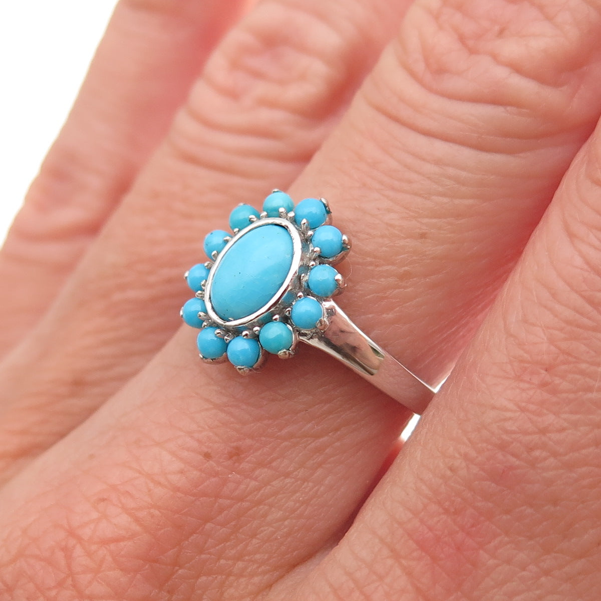 Chuck Clemency 925 Sterling Silver Real Sleeping Beauty Turquoise Ring Size 6.25