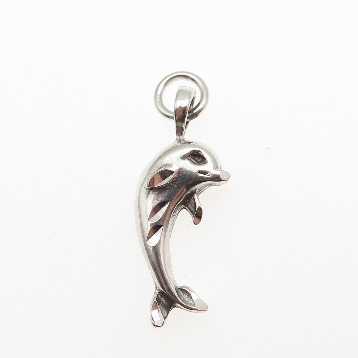 925 Sterling Silver Vintage Friendly Dolphin Mini Charm Pendant