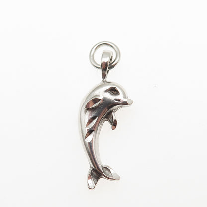 925 Sterling Silver Vintage Friendly Dolphin Mini Charm Pendant