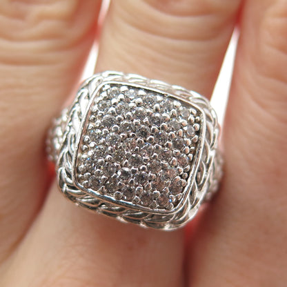 925 Sterling Silver Round-Cut C Z Sparkle Ring Size 9.25