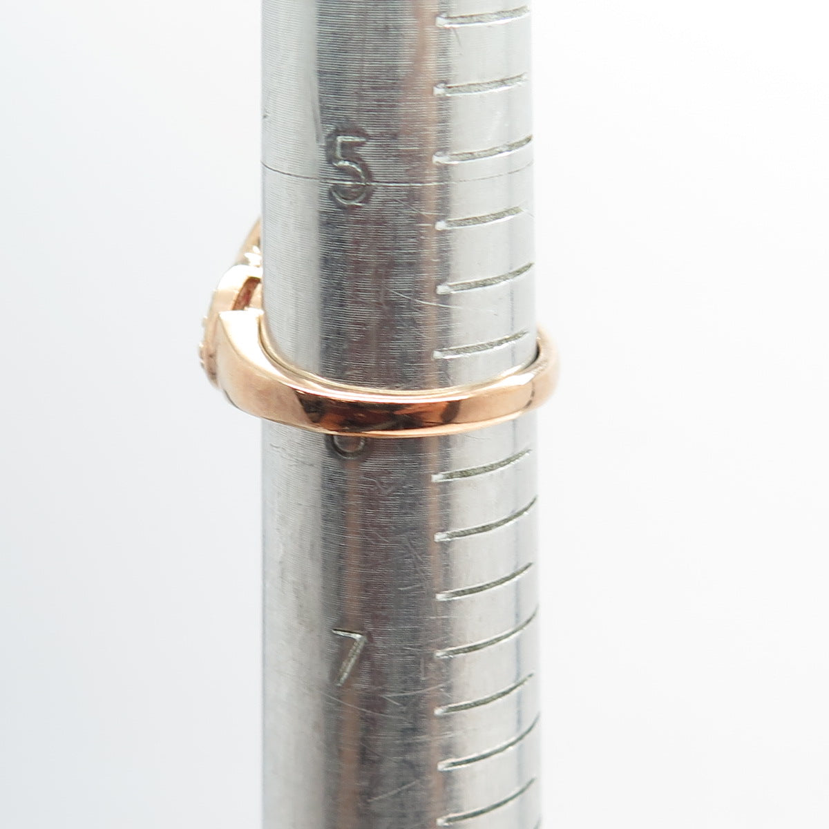 925 Sterling Silver Rose Gold Plated Real Ruby & C Z Bohemian Ring Size 6