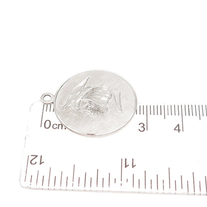 WELLS 925 Sterling Silver Vintage Graduation Girl Tag Charm Pendant
