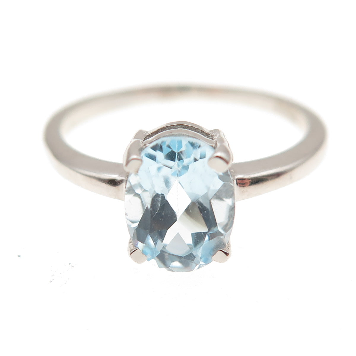Dazzlers 925 Sterling Silver Real Oval-Cut Blue Topaz Ring Size 6