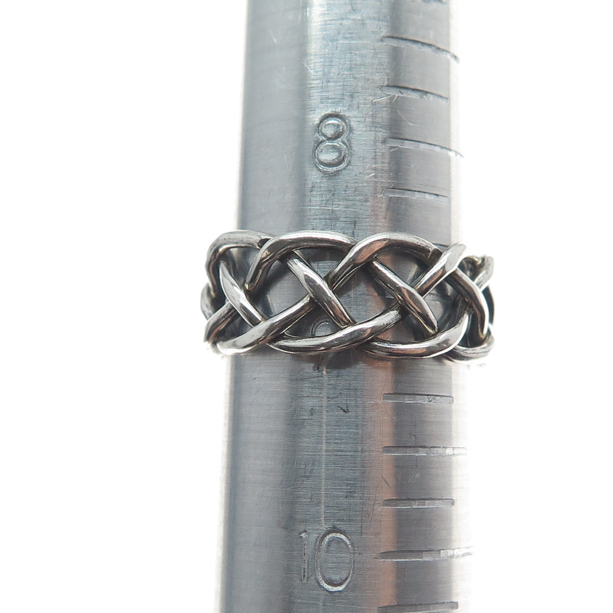 925 Sterling Silver Vintage Mexico Woven Band Ring Size 9