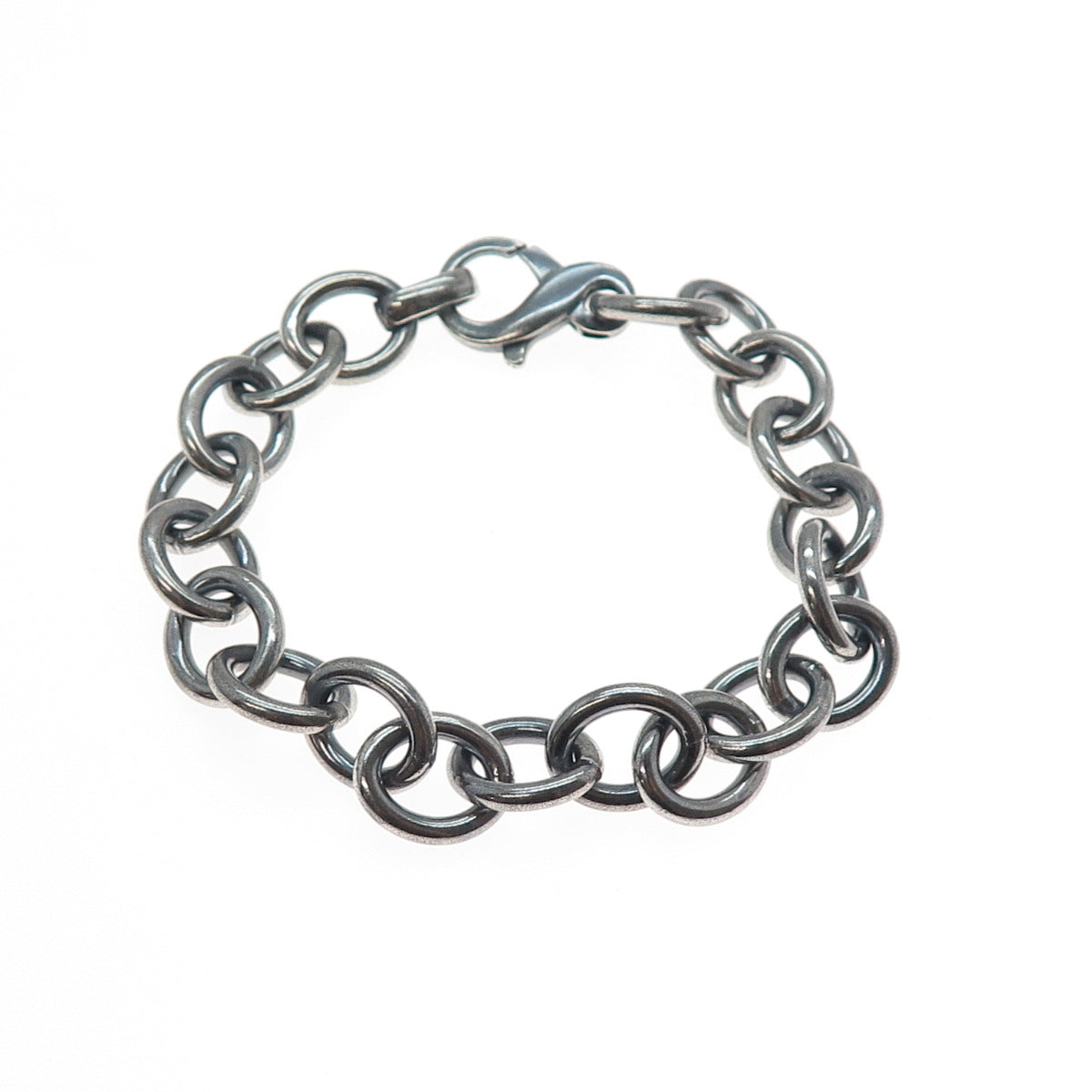 925 Sterling Silver Vintage Cable Link Oxidized Bracelet 7"