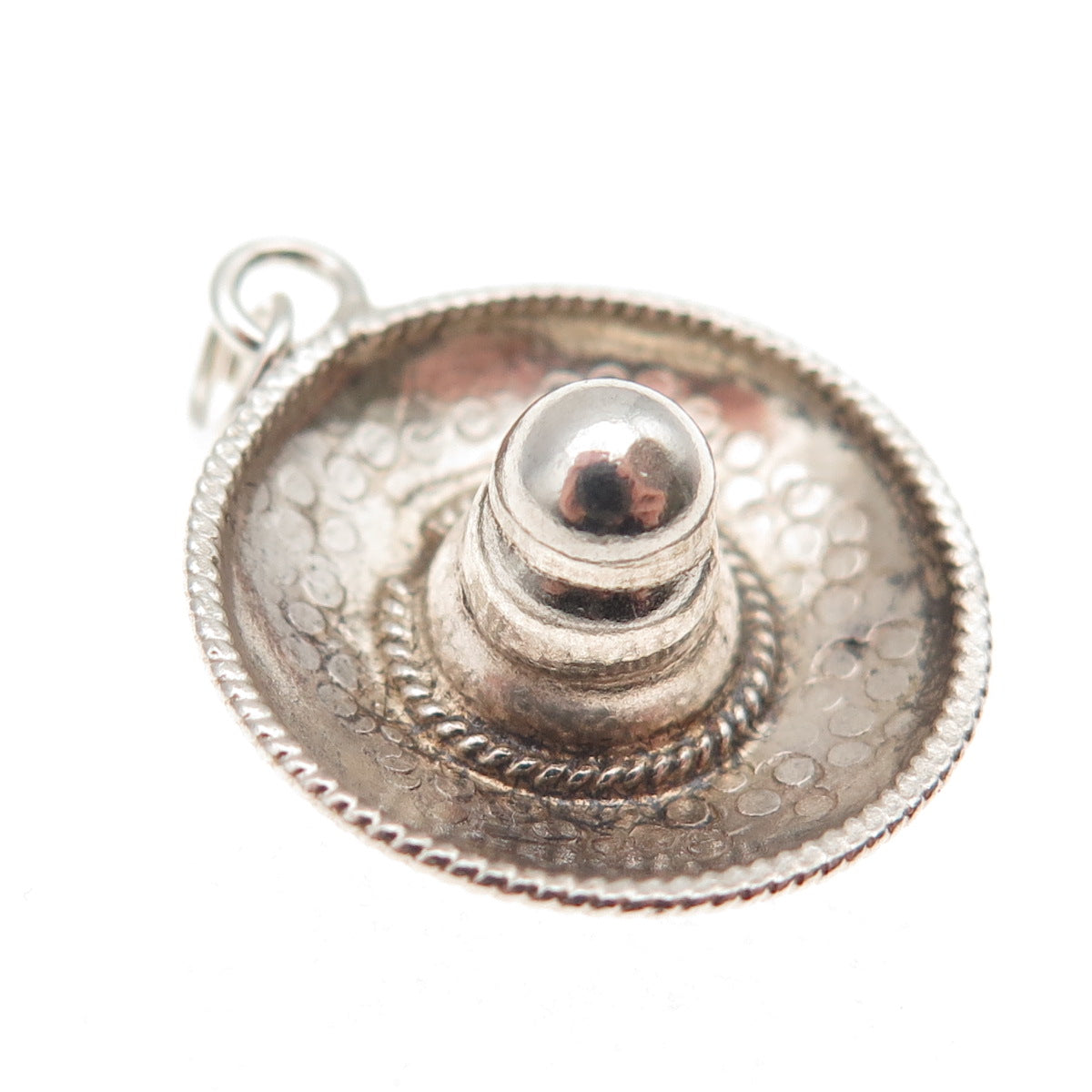 925 Sterling Silver Vintage Sombrero Hat Oxidized 3D Charm Pendant