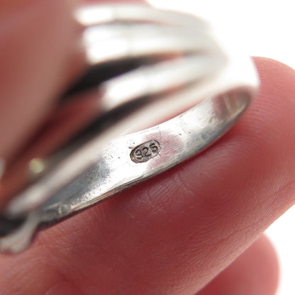 925 Sterling Silver Vintage Italy Modernist Oxidized Ring Size 6