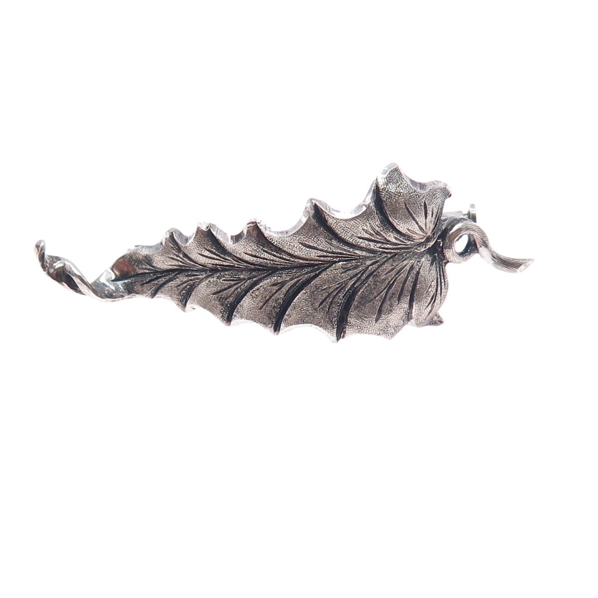 800 Silver Vintage Floral Leaf Oxidized Pin Brooch