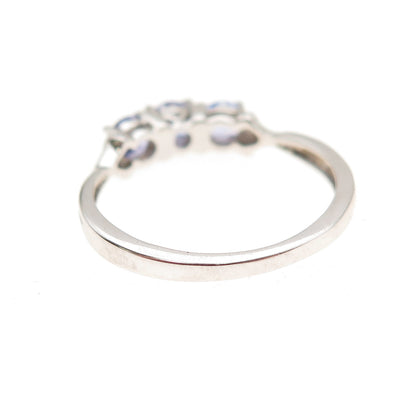 Chuck Clemency 925 Sterling Silver Real Round-Cut Tanzanite Ring Size 7
