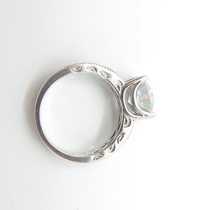 925 Sterling Silver Stauer Round-Cut Shaped White C Z Engagement Ring Size 6