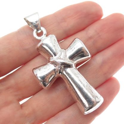 925 Sterling Silver Vintage Italy Cross Religious 3D Charm Pendant
