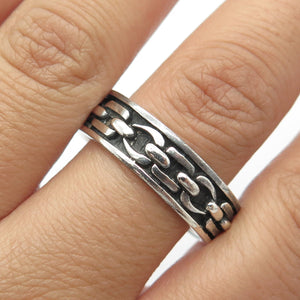 925 Sterling Silver Vintage Chain Band Ring Size 13.25