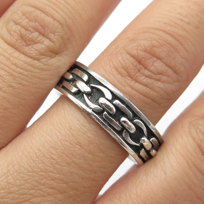 925 Sterling Silver Vintage Chain Band Ring Size 13.25