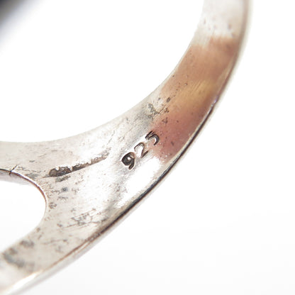 925 Sterling Silver Vintage Mexico Round-Cut Pink C Z Modernist Ring Size 7.5