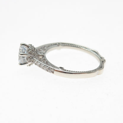 925 Sterling Silver Round-Cut C Z Engagement Ring Size 7.25