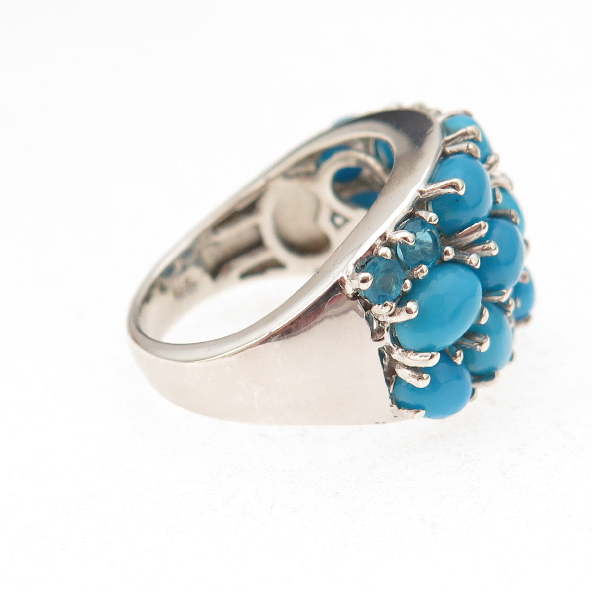 Chuck Clemency 925 Sterling Silver Real Turquoise & Apatite Ring Size 8.25