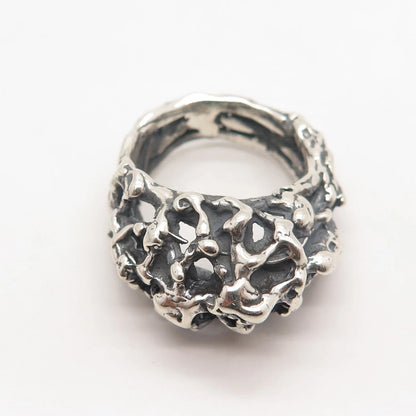 925 Sterling Silver Vintage Israel Modernist Domed Ring Size 8