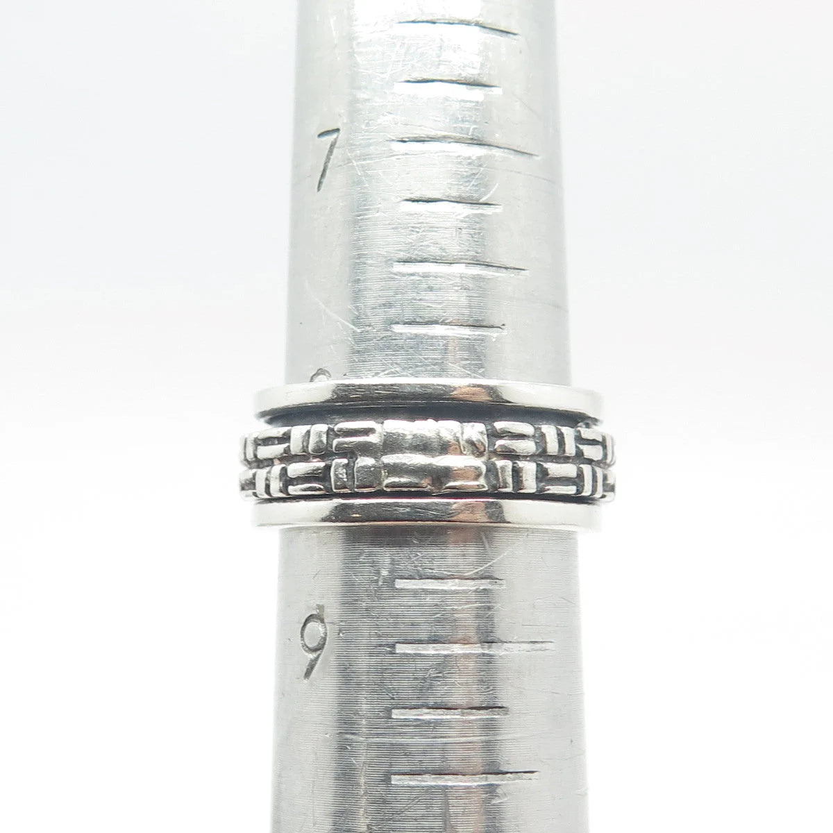 925 Sterling Silver Vintage Woven Rotating Band Ring Size 5.75