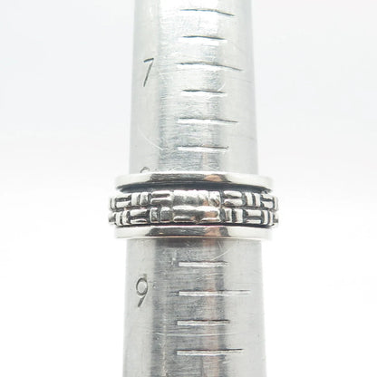 925 Sterling Silver Vintage Woven Rotating Band Ring Size 5.75