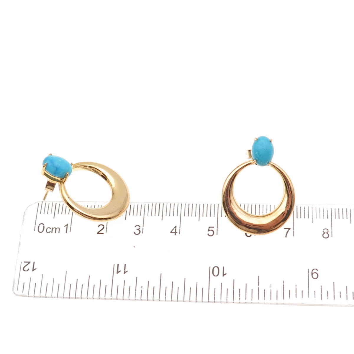 Tehya Oyama Sterling Silver Gold Plated Real Turquoise Crescent Dangle Earrings