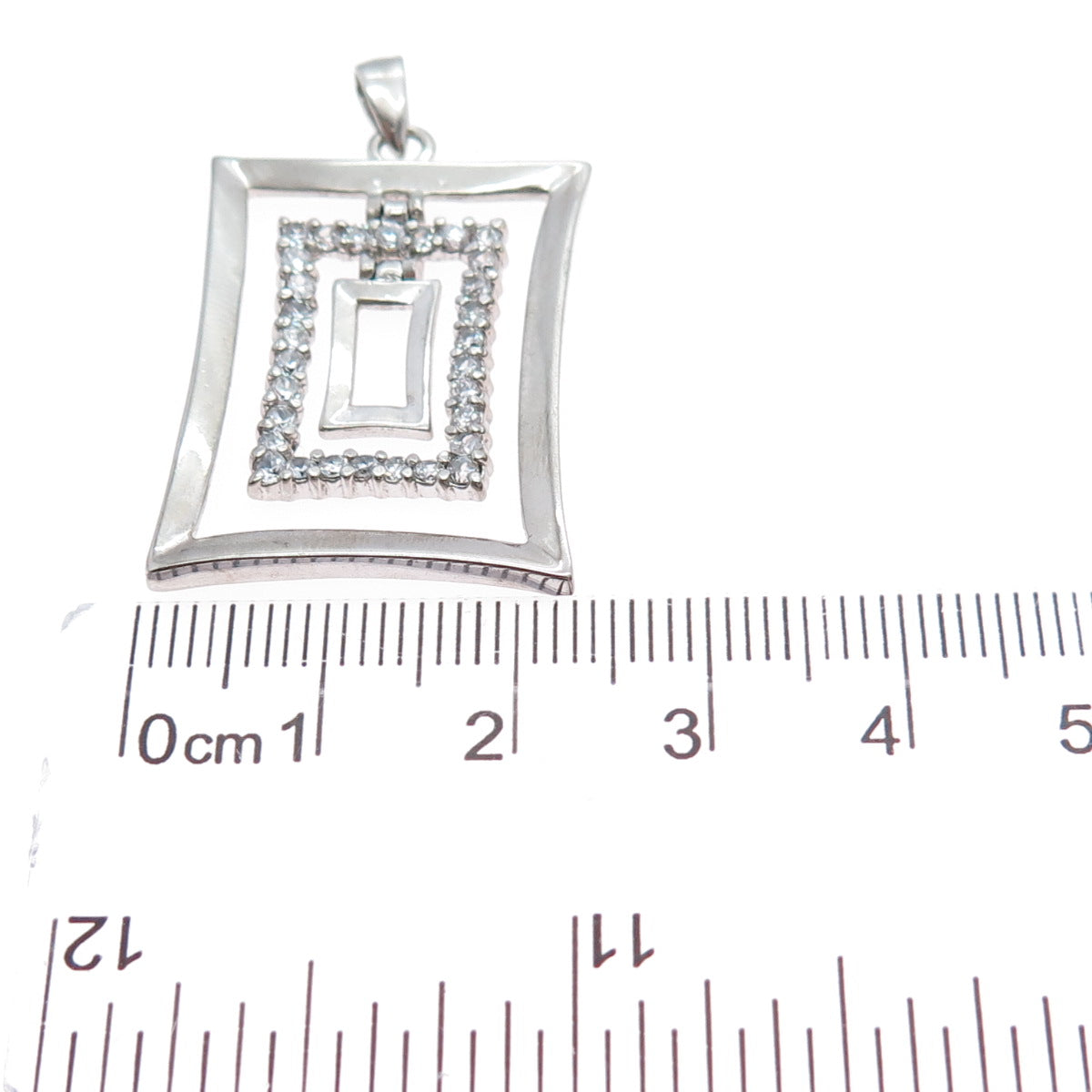 925 Sterling Silver Round-Cut C Z Modernist Multi-Frame Charm Pendant