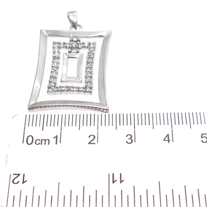 925 Sterling Silver Round-Cut C Z Modernist Multi-Frame Charm Pendant