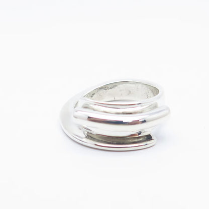 925 Sterling Silver Vintage Ribbed Ring Size 7