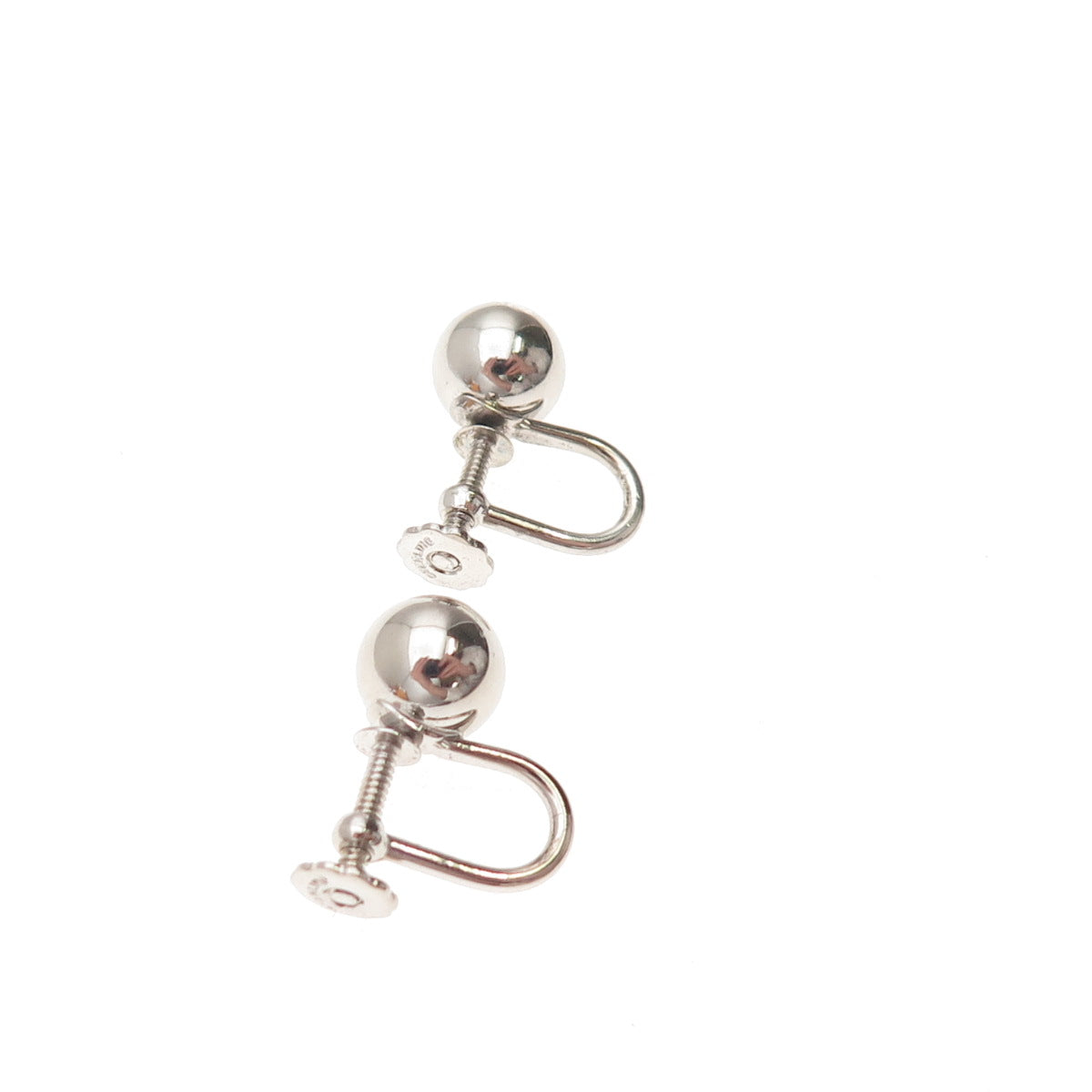 925 Sterling Silver Vintage Ball Bead Screw Back Earrings