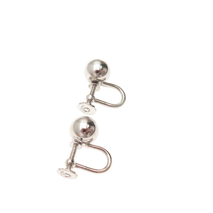 925 Sterling Silver Vintage Ball Bead Screw Back Earrings