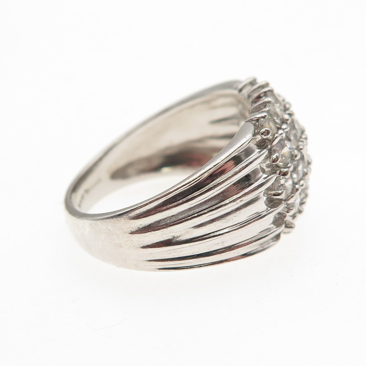 925 Sterling Silver Round-Cut C Z Modernist Ring Size 8.75