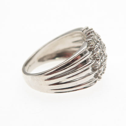 925 Sterling Silver Round-Cut C Z Modernist Ring Size 8.75
