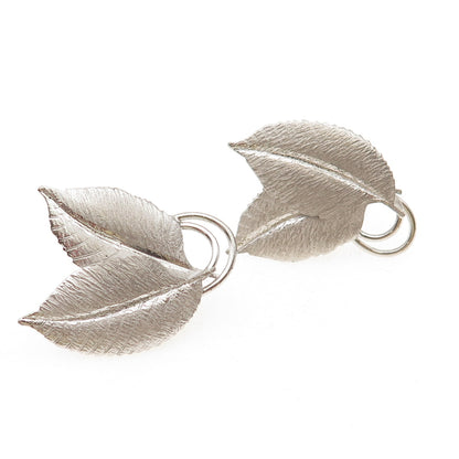Harry S. Bick 925 Sterling Silver Vintage Floral Leaf Screw Back Earrings