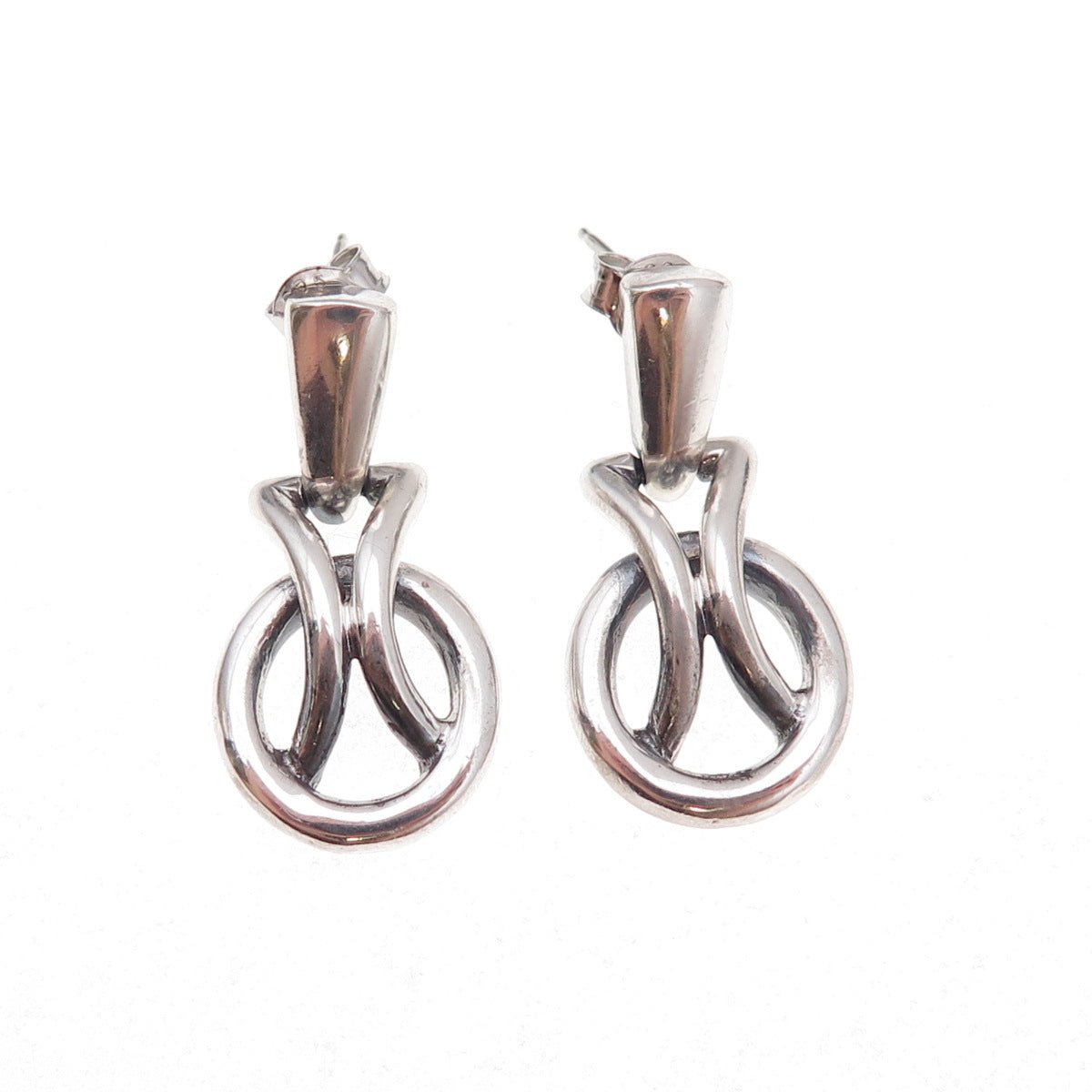 Boma 925 Sterling Silver Vintage Modernist Oxidized Earrings