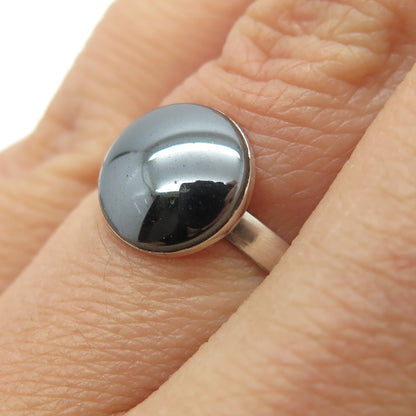 925 Sterling Silver Vintage Real Hematite Gemstone Ring Size 5.75