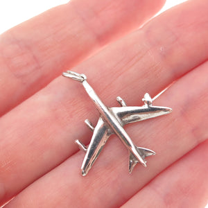 925 Sterling Silver Vintage Airplane Charm Pendant